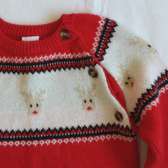 pat pat red reindeer 100% viscose comfy crewneck knit sweater 3T toddler unisex - Picture 2 of 9